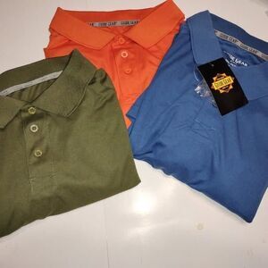 Bundle 3 Guide Gear Golf Shirts Blue NWT Orange and Khaki Used Very Good cond 3X